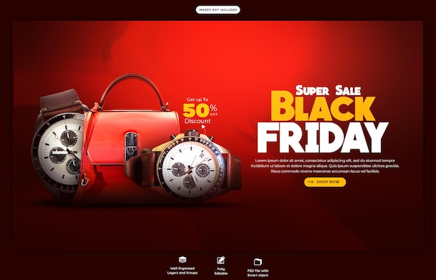 Black Friday Super Sale Web Banner Template – Free Download
