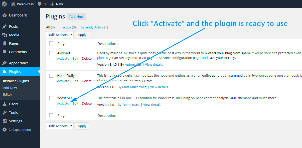 How to activate a plugin in WordPress  PSDtoWPnet