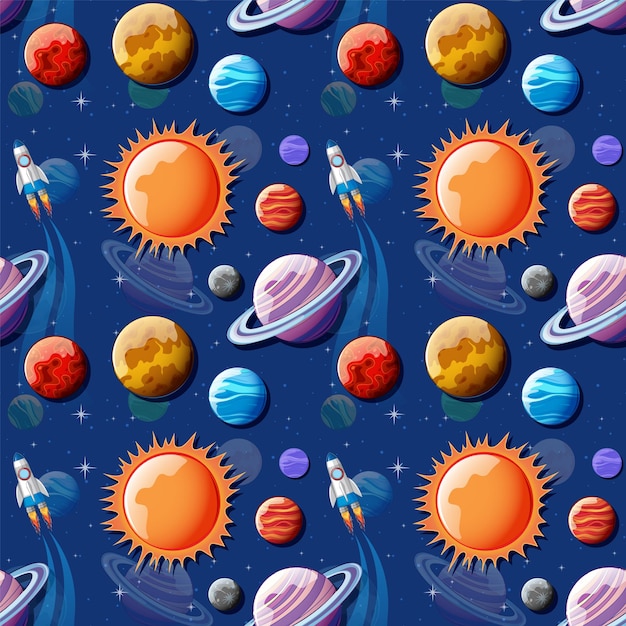 Seamless Pattern of Space Planets – Free Stock Photo, Download for Free