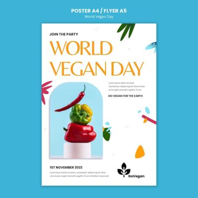 World Vegan Day Flat Design Template – Free Download