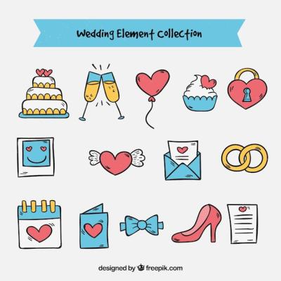 Hand-Drawn Wedding Elements – Free to Download