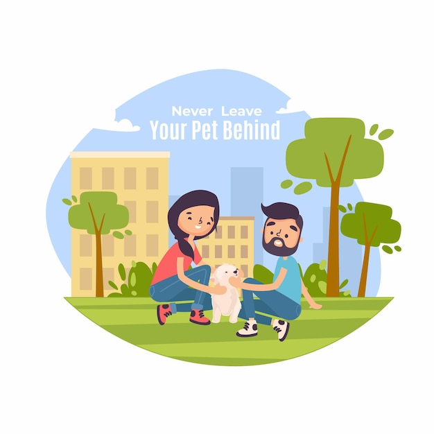 Couple and Their Dog: Heartwarming Pet Care Concept Illustration – Free Stock Photo, Download for Free
