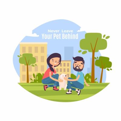 Couple and Their Dog: Heartwarming Pet Care Concept Illustration – Free Stock Photo, Download for Free