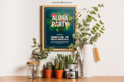 Hanging Frame Mockup with Plants – Free to Download