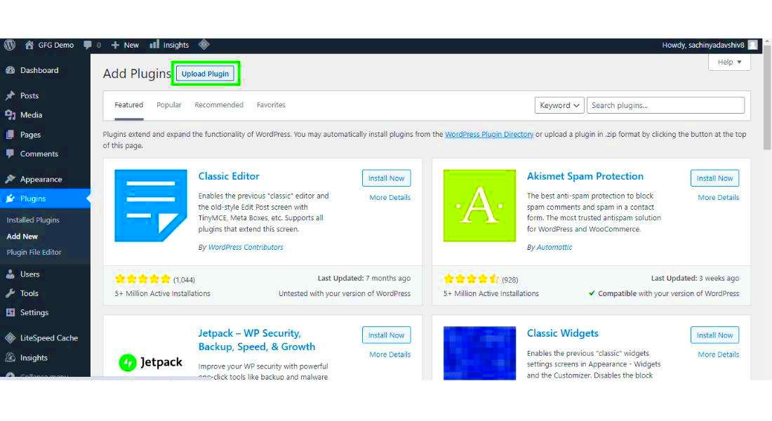 WordPress Plugin Setting  GeeksforGeeks