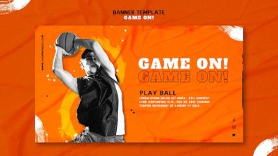 Horizontal Banner Template for Basketball – Free to Download