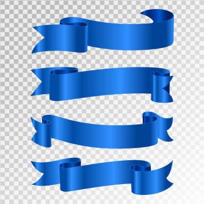 Blue Ribbon Isolated on Transparent Background – Free Download
