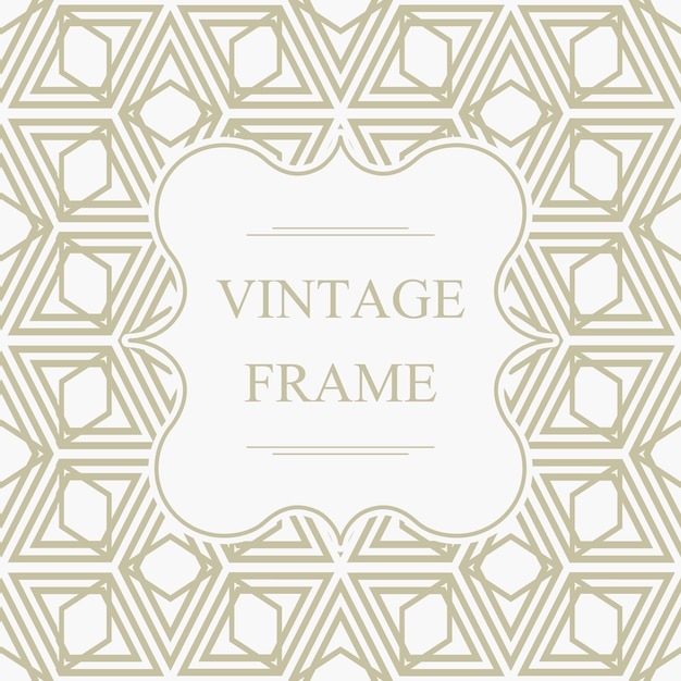 Elegant Vintage Frame Template on Light Geometric Rhombus Seamless Pattern – Free Download