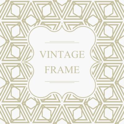 Elegant Vintage Frame Template on Light Geometric Rhombus Seamless Pattern – Free Download