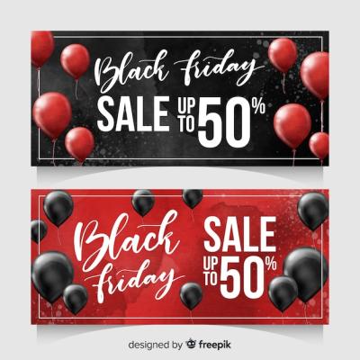 Black Friday Sales Banner Templates Featuring Watercolor Stains – Free Download