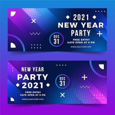 New Year 2021 Party Banners Template – Free Download