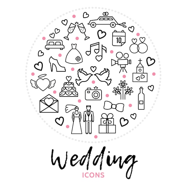 Round Composition Featuring Wedding Elements – Free Download