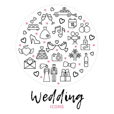 Round Composition Featuring Wedding Elements – Free Download
