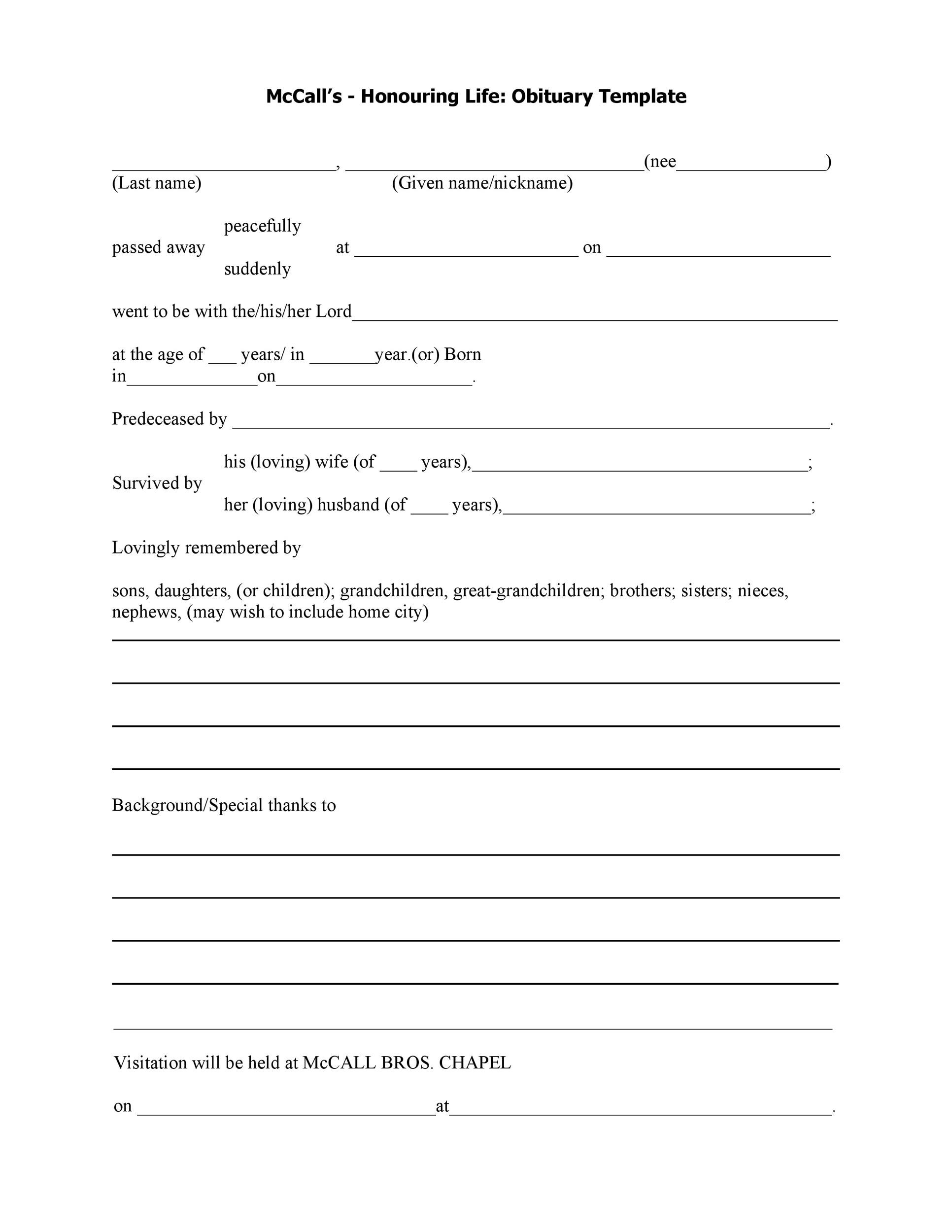 25 Obituary Templates and Samples  TemplateLab
