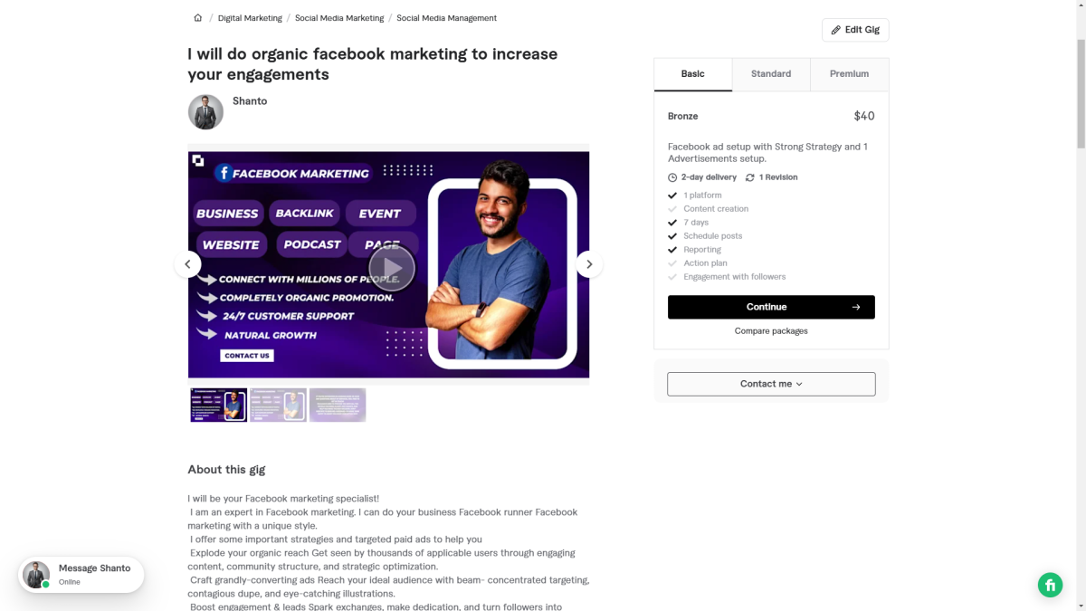 I will do organic facebook marketing to increase your engagements