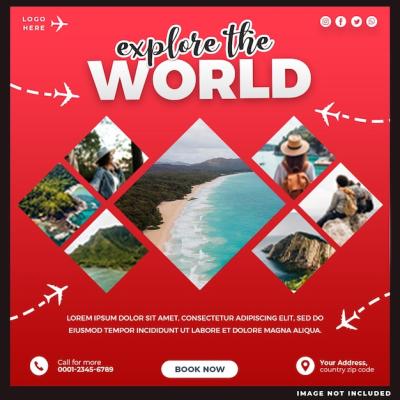 World Travel Social Media Post Template Design – Free Download