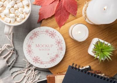 Winter Hygge Arrangement with Plate Mock-Up – Free Download