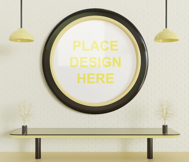 Circle Frame Mockup on the Wall – Free to Download