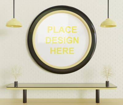 Circle Frame Mockup on the Wall – Free to Download