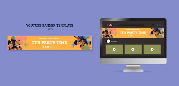 Colorful Party YouTube Template Design – Free Download