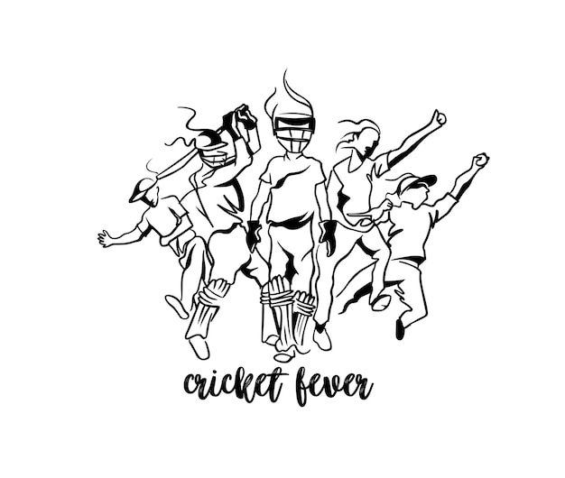 Cricket Fever Freehand Sketch Graphic Design Vector Illustration – Free Download