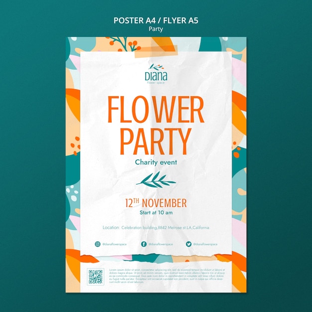 Flat Design Party Flyer Template – Free to Download