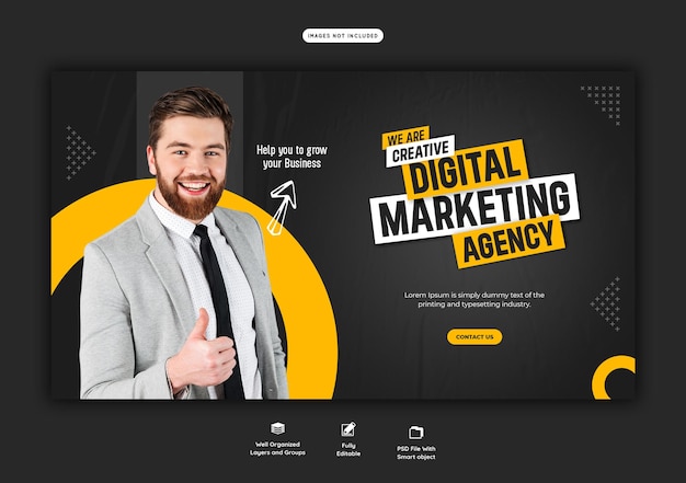 Digital Marketing Agency and Corporate Web Banner Template – Free Download