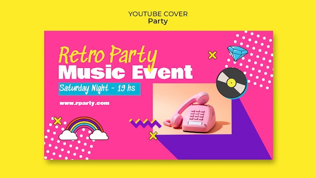 Colorful Flat Design Party YouTube Thumbnail Template – Free Download