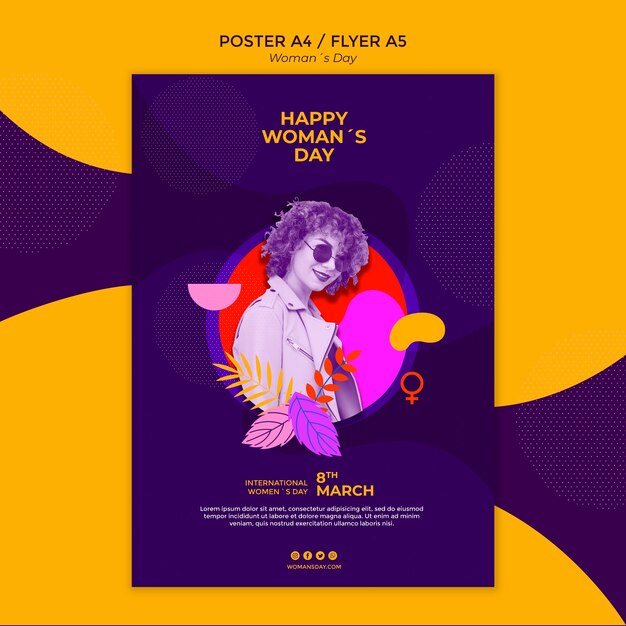 Women’s Day Poster Template Featuring a Woman with Sunglasses – Free Download