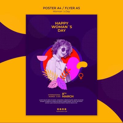 Women’s Day Poster Template Featuring a Woman with Sunglasses – Free Download