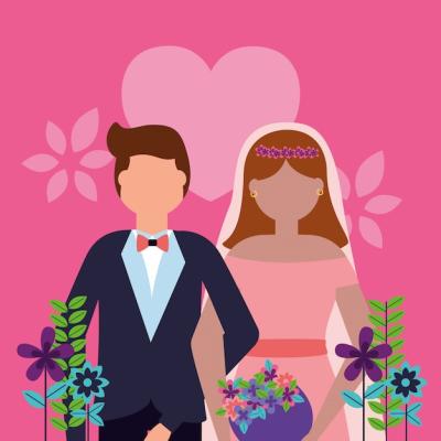 Wedding Couple in Flat Style – Free Download, Free Stock Photo