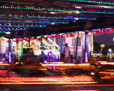 Colorful Lamps at a Motion Dodgems Attraction – Free Download