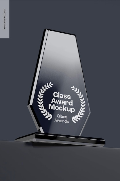 Glass Award Mockup – Low Angle View for Free Download