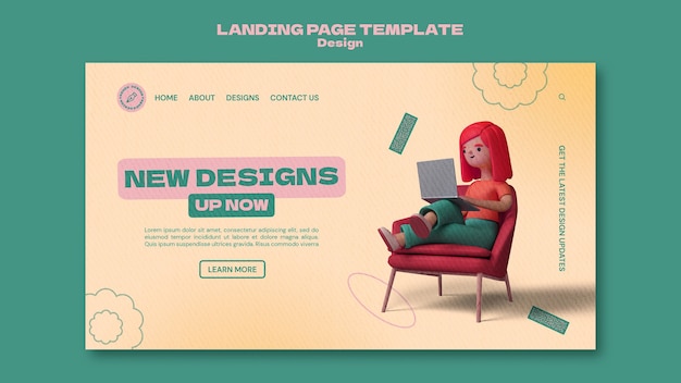 3D Design Landing Page Template – Free Download