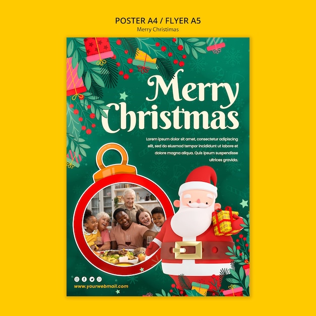 Merry Christmas Poster Template for Free Download