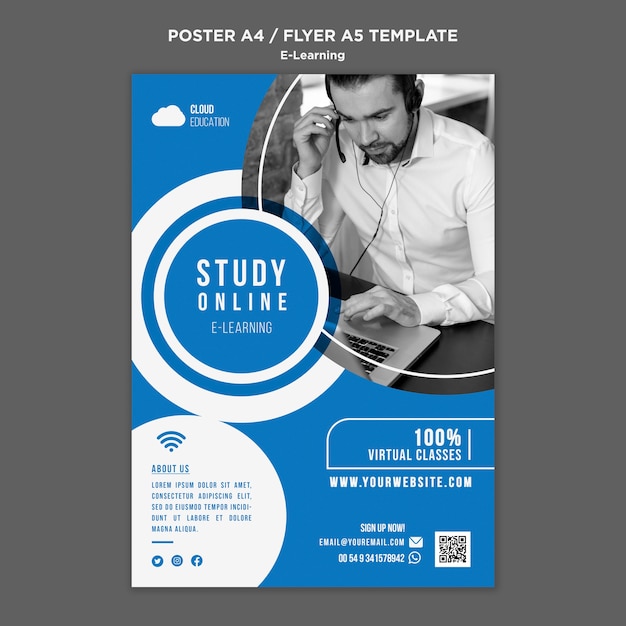 E-learning Vertical Poster Template – Download Free Stock Photo