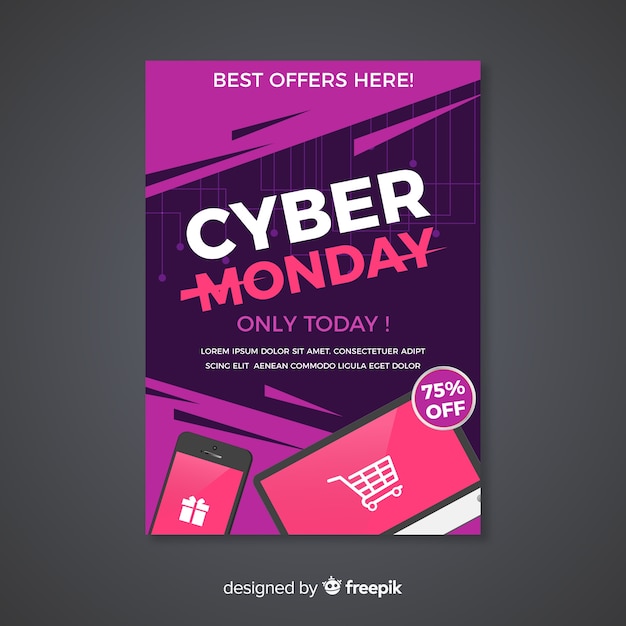 Flat Design Cyber Monday Flyer Template – Free Download