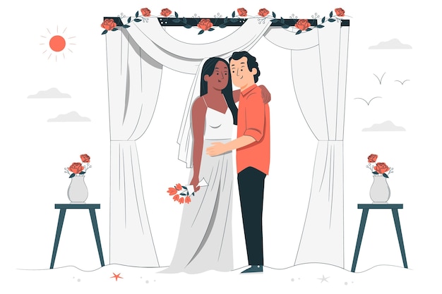 Beach Wedding Concept Illustration – Free Download Stock Photo