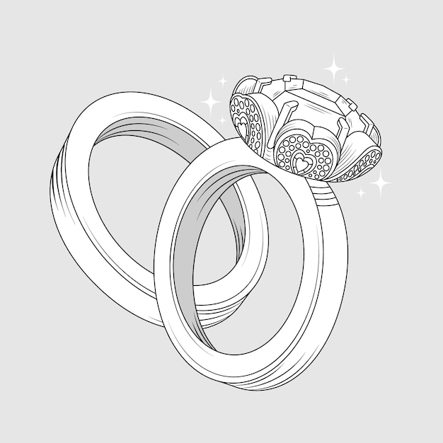 Hand Drawn Wedding Ring Outline Illustration – Free Download