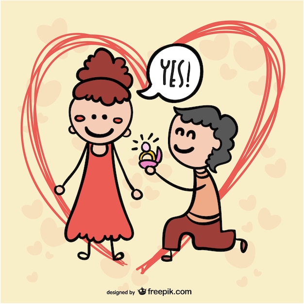 Wedding Proposal Cartoon Couple – Free Download