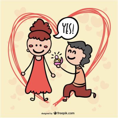 Wedding Proposal Cartoon Couple – Free Download