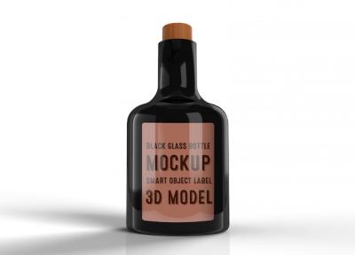 3D Packaging Design Mockup of Glass Bottle With Wooden Cap – Free Download