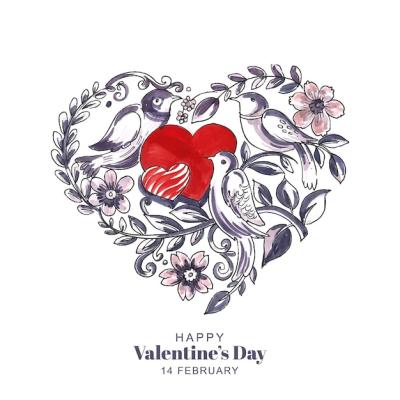 Artistic Heart Shape Valentine’s Day Card Design – Free Download