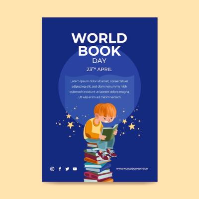 Vertical Poster Template for Flat World Book Day – Free Download