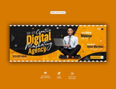 Digital Marketing Live Webinar and Corporate Facebook Cover Template – Free Download