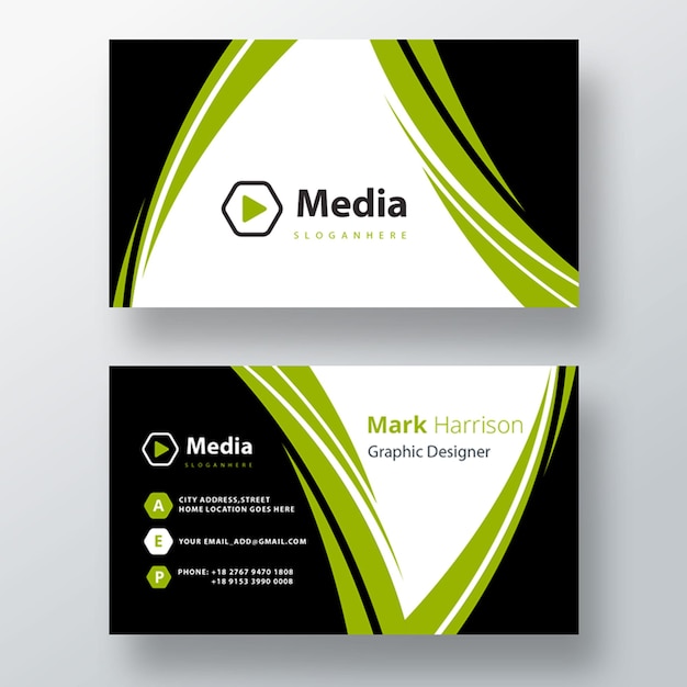 Green Shape PSD Business Card Template – Download Free Stock Photo