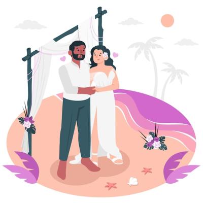 Beach Wedding Concept Illustration – Free to Download