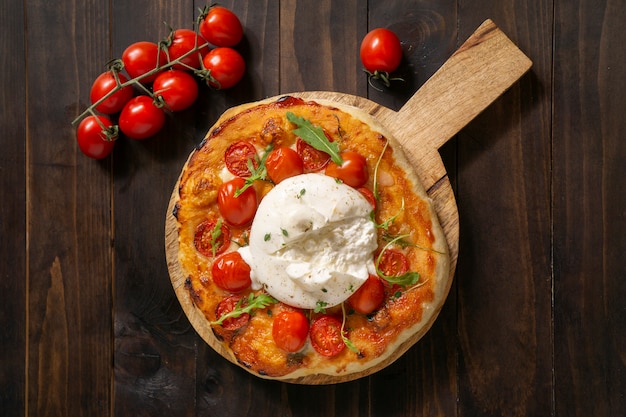 Delicious Top View of Pizza with Fresh Cheese – Download Free Stock Photo