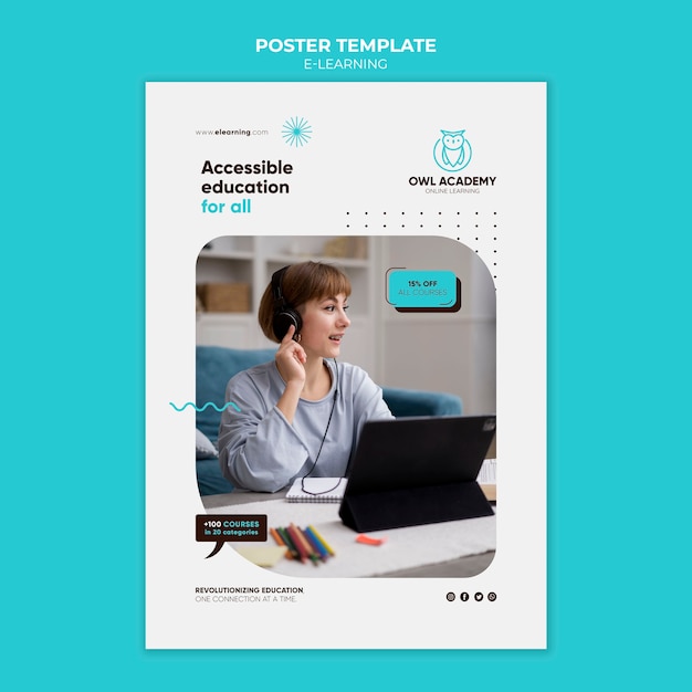 E-learning Vertical Poster Template with Dots Design – Free Download