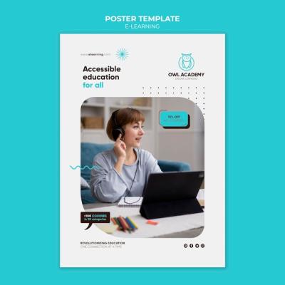 E-learning Vertical Poster Template with Dots Design – Free Download